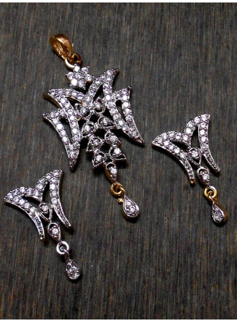 CZ Pendant With Earrings